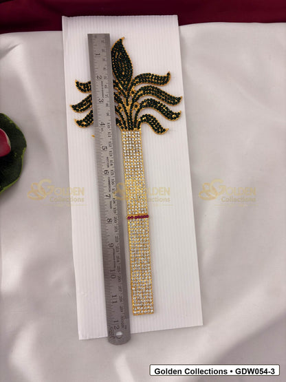 Measurement and scale view of Gold-Plated Deity Sugarcane for Goddess Alankaram for fit checking