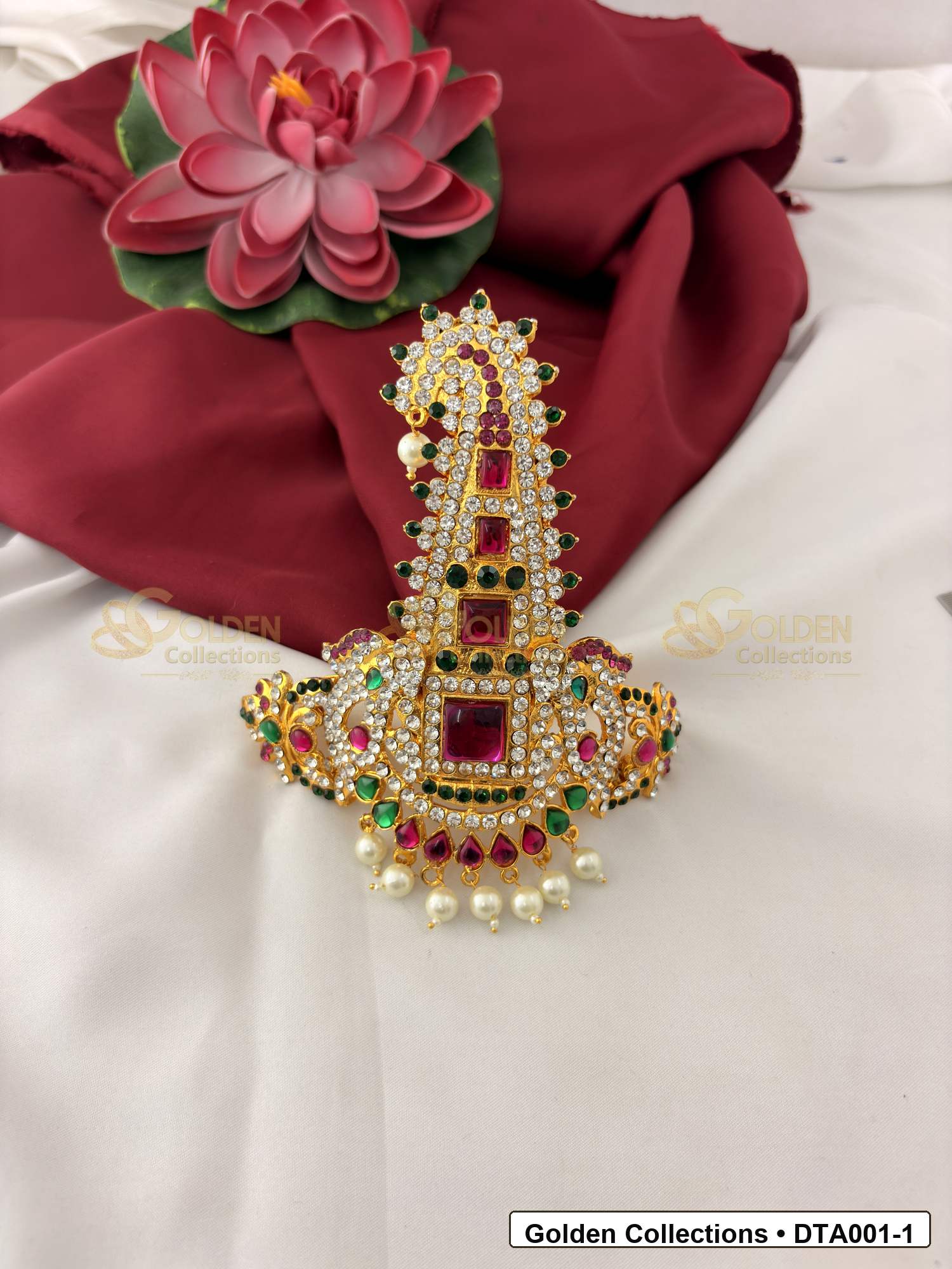 Gold-Plated Deity Taira for Idol Alankaram front view showing 5 Inches variant for deity idol alankaram