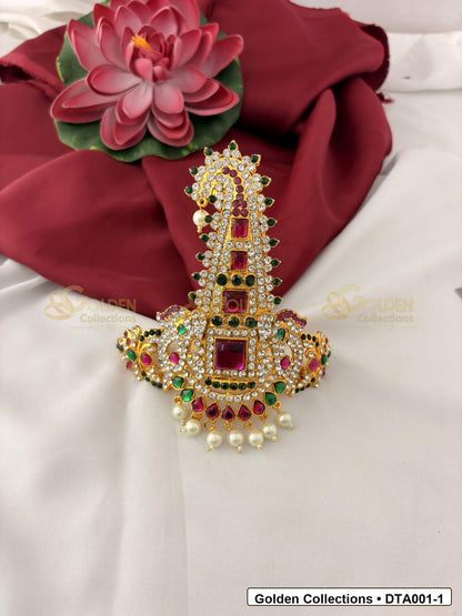 Gold-Plated Deity Taira for Idol Alankaram front view showing 5 Inches variant for deity idol alankaram