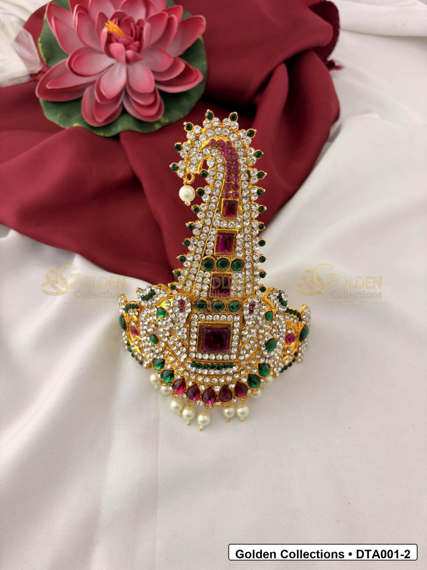 Gold-Plated Deity Taira for Idol Alankaram front view showing 6 Inches variant for deity idol alankaram