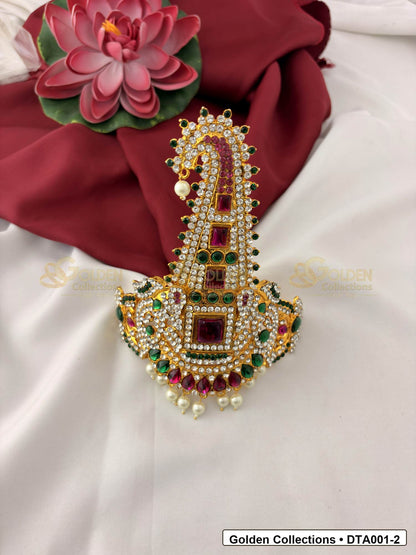 Gold-Plated Deity Taira for Idol Alankaram front view showing 6 Inches variant for deity idol alankaram