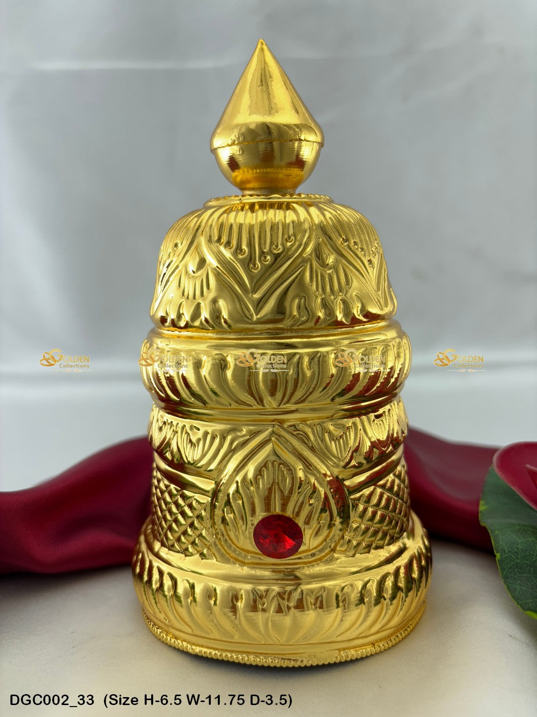 Gold Plated God Goddess Crown Mukut Goldencollections Size: 6.5 X 11.75 X 3.5, Color: Gold, Style: Round Image 33