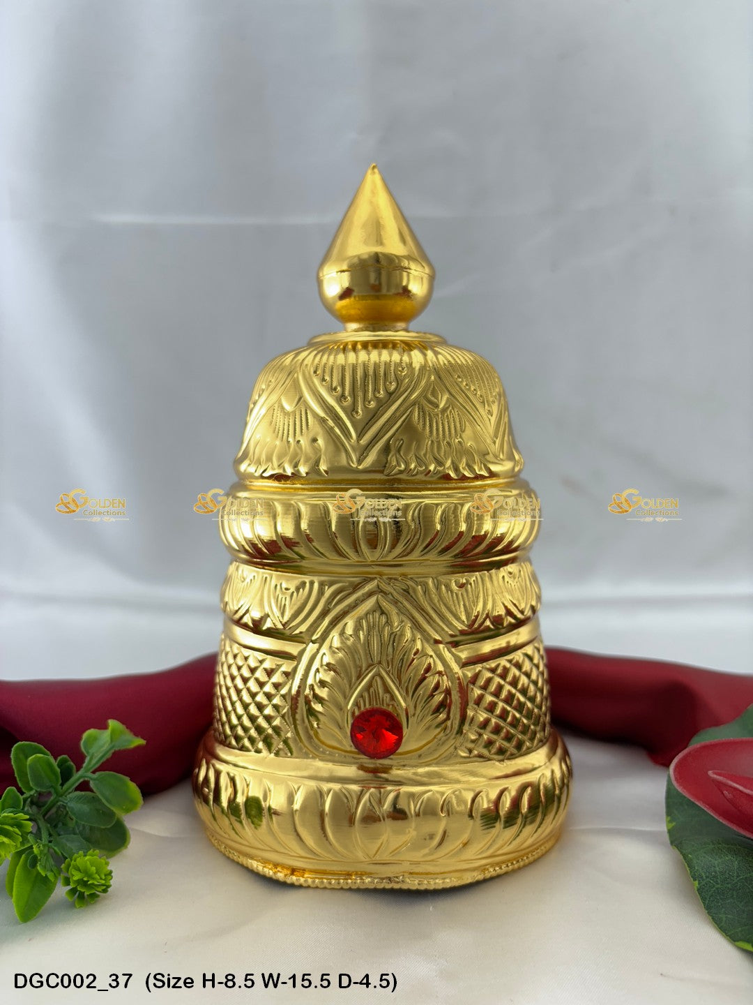 Gold Plated God Goddess Crown Mukut Goldencollections Size: 8.5 X 15.5 X 4.5, Color: Gold, Style: Round Image 37