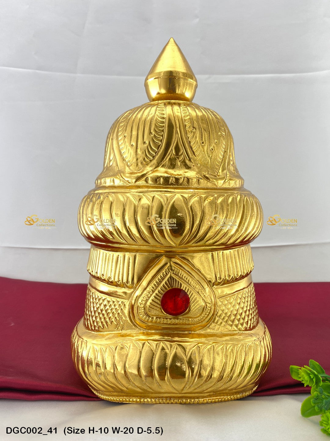 Gold Plated God Goddess Crown Mukut Goldencollections Size: 10 X 20 X 5.5, Color: Gold, Style: Round Image 41