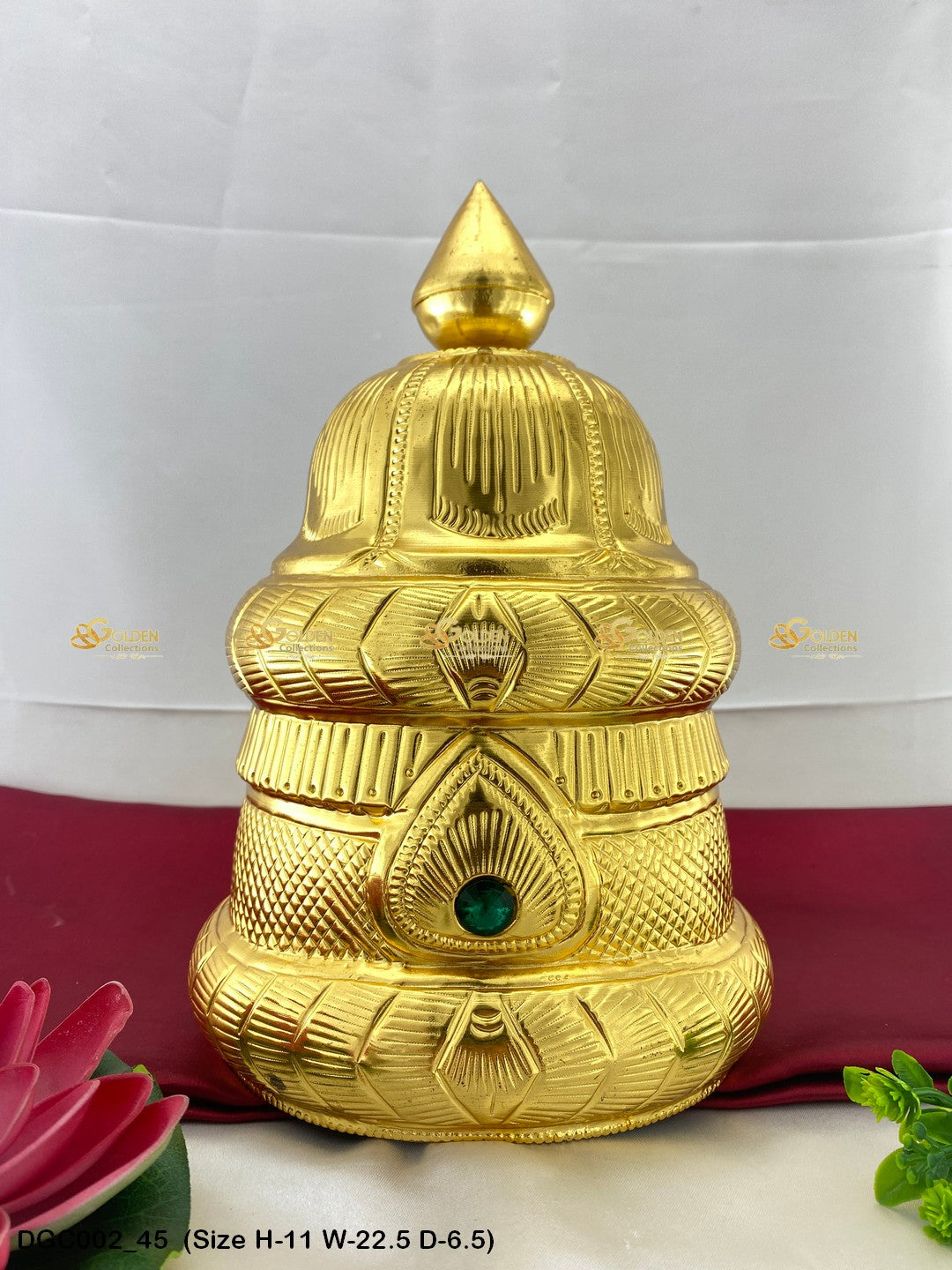 Gold Plated God Goddess Crown Mukut Goldencollections Size: 11 X 22.5 X 6.5, Color: Gold, Style: Round Image 45