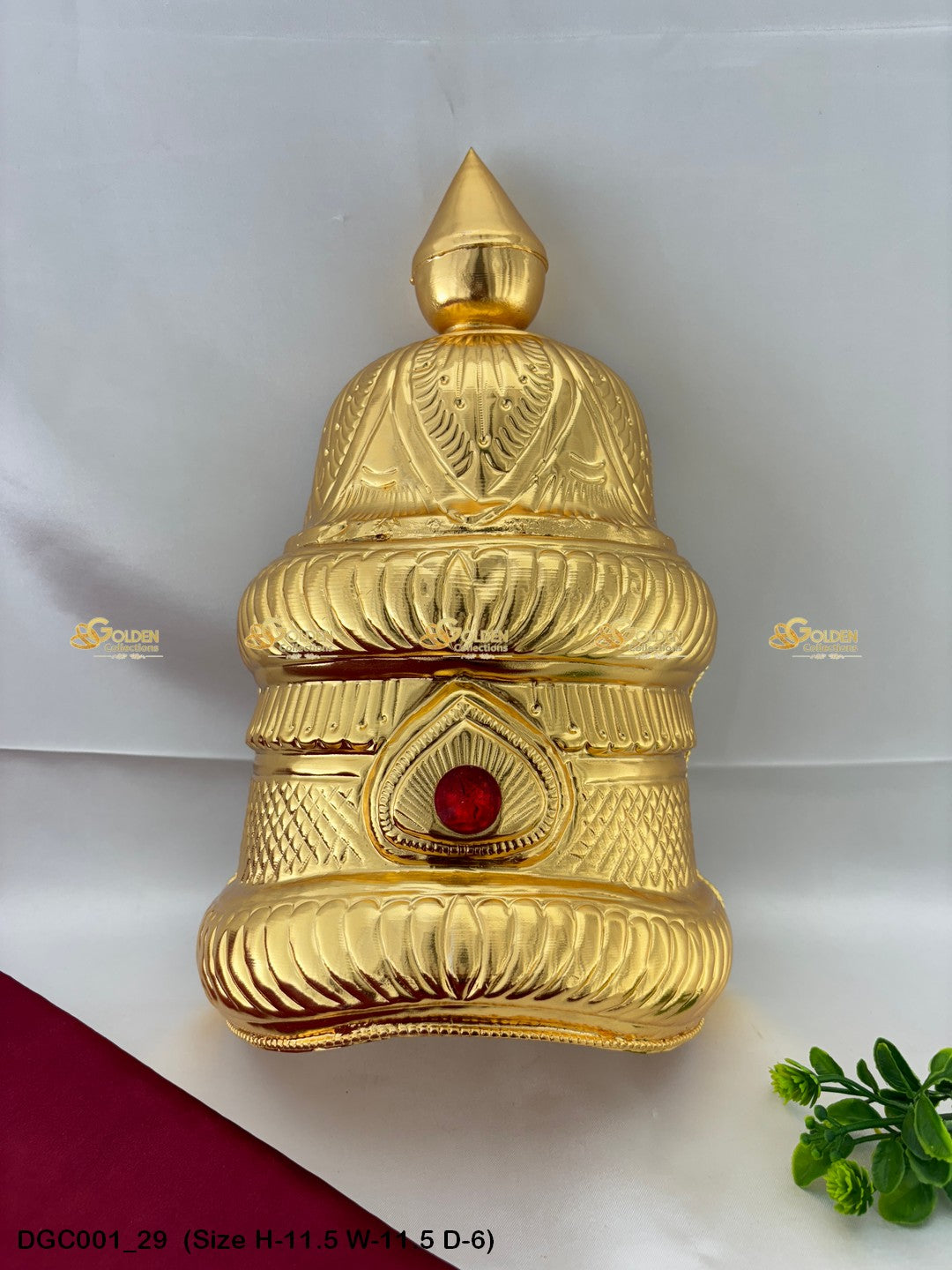Gold Plated Goddess Crown Mukut Goldencollections Size: 11.5 X 11.5 X 6, Color: Gold, Style: Half Round Image 29