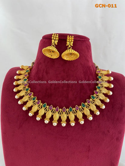 Gold Plated Necklace Latest Design One Gram Pearl Jewellery GCN