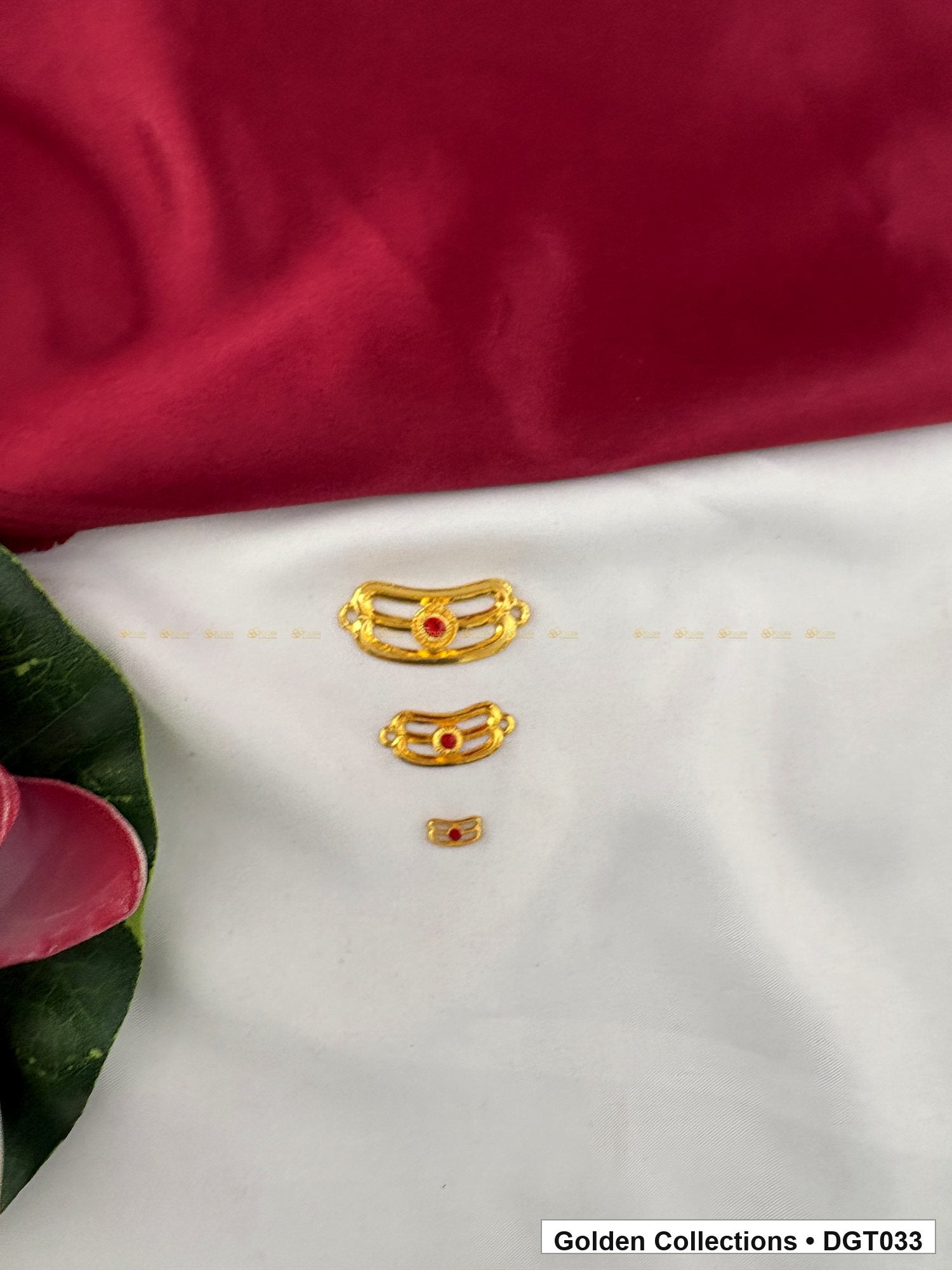 Front view of Gold Plated Tripundra Vibhuti Tilak for Lord Shiva Idol from Golden Collections