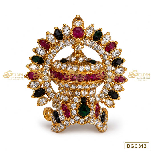 Small Deity Round Stone gold plated crown with multicolor stones premium product image DGC312
