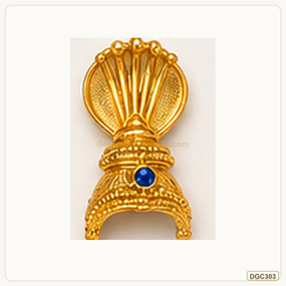 Small Deity Shell Style Gold Plated Crown with Blue Stone full product view for small deity idol alankaram