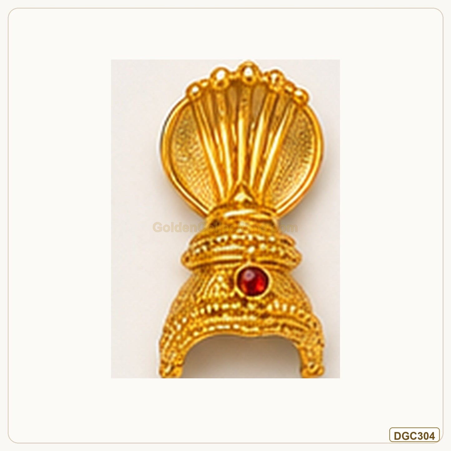 Small Deity Shell Style Gold Plated Crown with Red Stone full product view for small deity idol alankaram