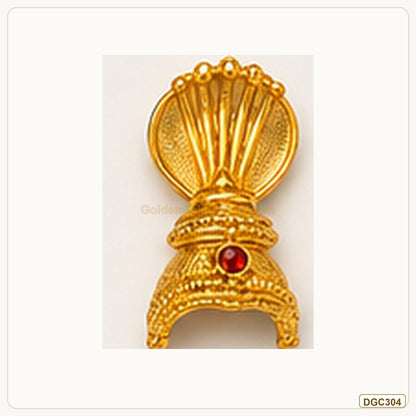 Small Deity Shell Style Gold Plated Crown with Red Stone full product view for small deity idol alankaram