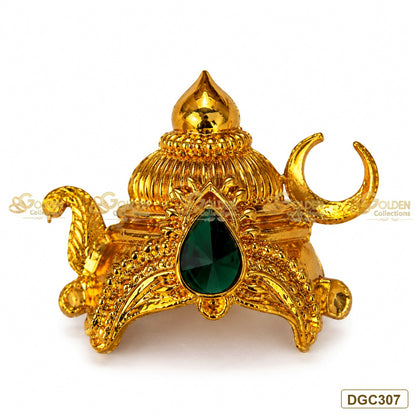 Small Deity Swan Style gold plated crown with green stone premium product image DGC307