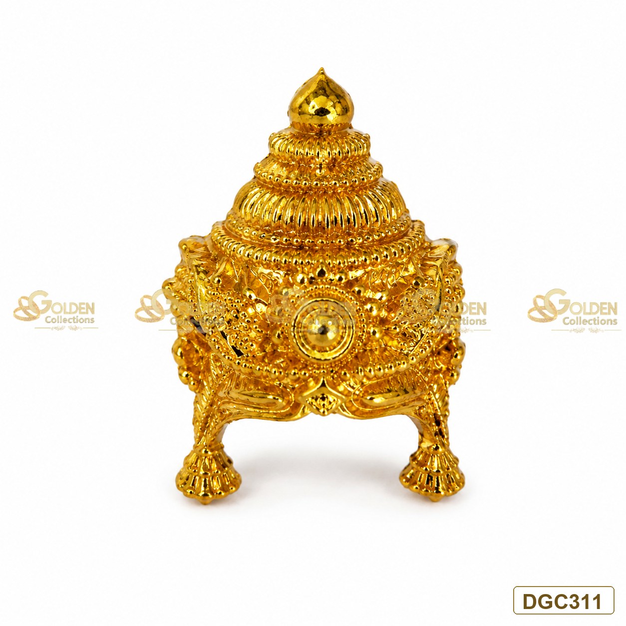 Small Deity Temple Style gold plated crown with red stone premium product image DGC311