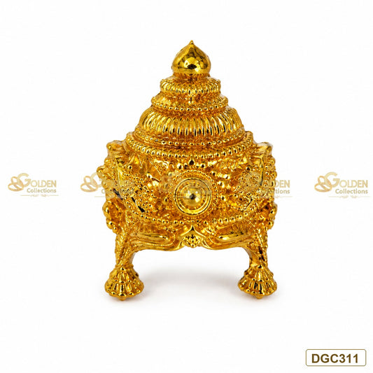 Small Deity Temple Style gold plated crown with red stone premium product image DGC311