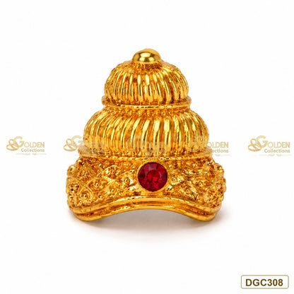 Small Deity Tiered Small gold plated crown with red stone premium product image DGC308
