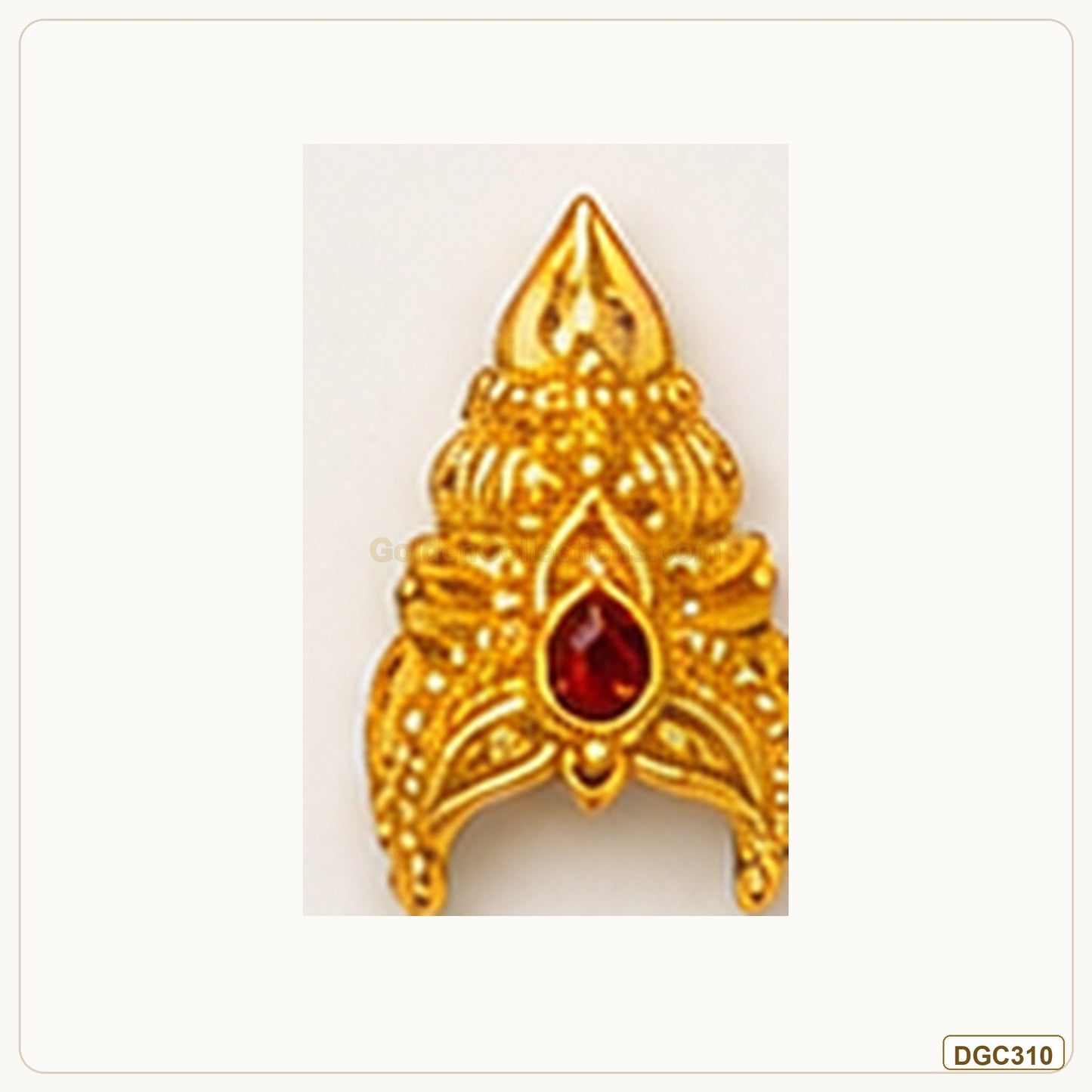 Small Deity Tiny Jwala Gold Plated Crown with Red Stone full product view for small deity idol alankaram
