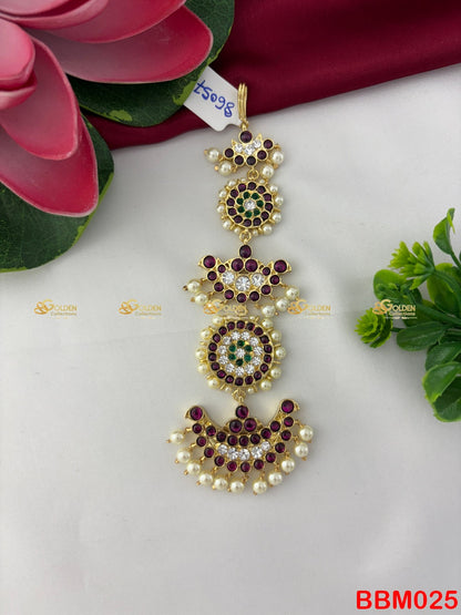 Grand Kemp Maang Tikka Nethichutti | Bharatanatyam Arangetram Temple Jewellery Online – GoldenCollections