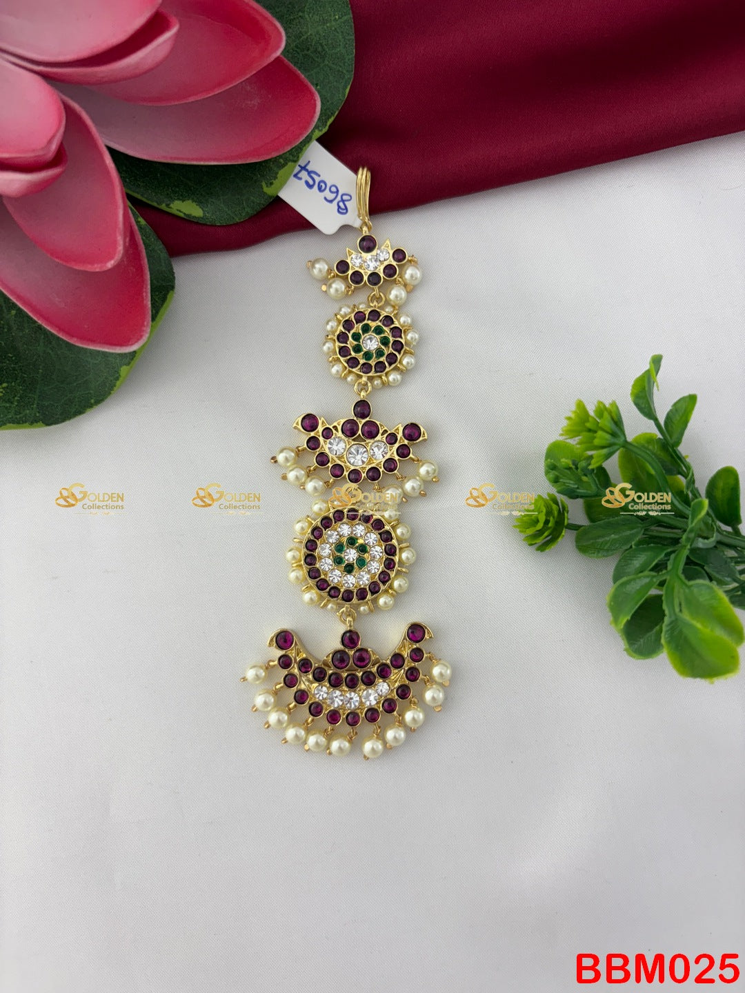 Grand Kemp Maang Tikka | Multi-Layered Nethichutti Temple Jewellery for Bharatanatyam Dance