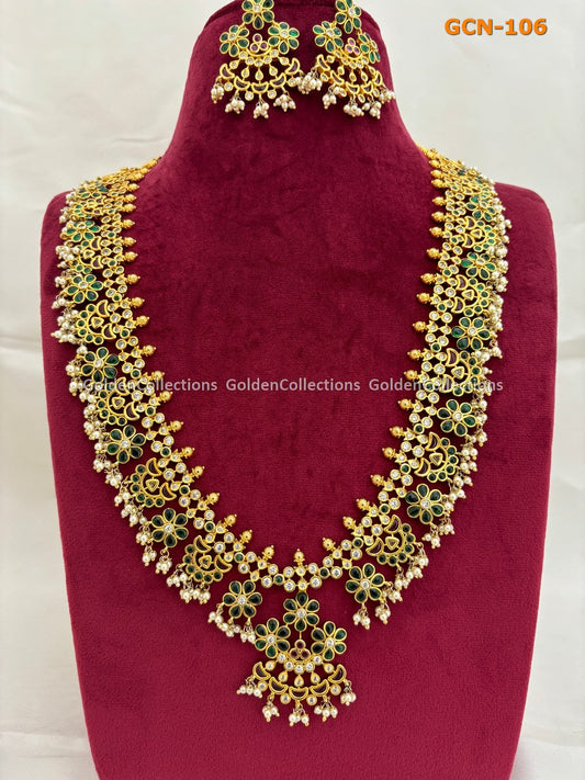 Guttapusalu Necklace Set With Earrings - GoldenCollections GoldenCollections 