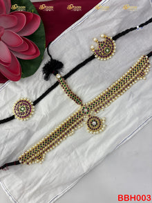 Real Kemp Bharatanatyam Kuchipudi Headset BBH003 with red-green kemp stones