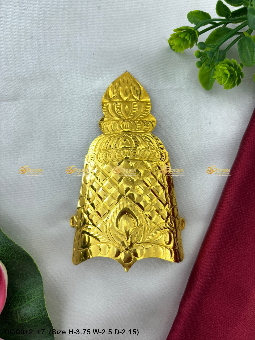 Indian Traditional God Goddess Crown Kireedam Goldencollections Size: 3.75 X 2.5 X 2.15, Color: Gold, Style: Half Round Image 17