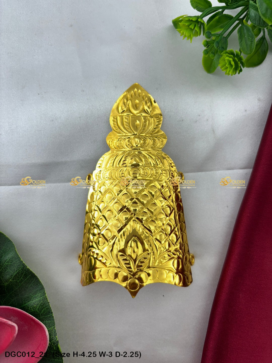 Indian Traditional God Goddess Crown Kireedam Goldencollections Size: 4.25 X 3 X 2.25, Color: Gold, Style: Half Round Image 21