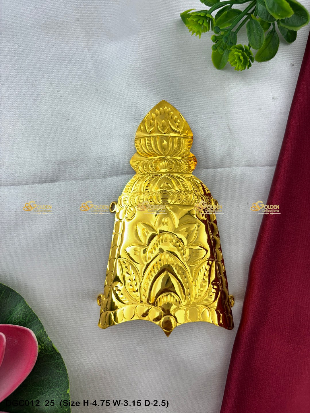 Indian Traditional God Goddess Crown Kireedam Goldencollections Size: 4.75 X 3.15 X 2.5, Color: Gold, Style: Half Round Image 25