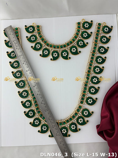 Varalakshmi Green with White 2 Step Long Haram DLN046 deity long haram image 3