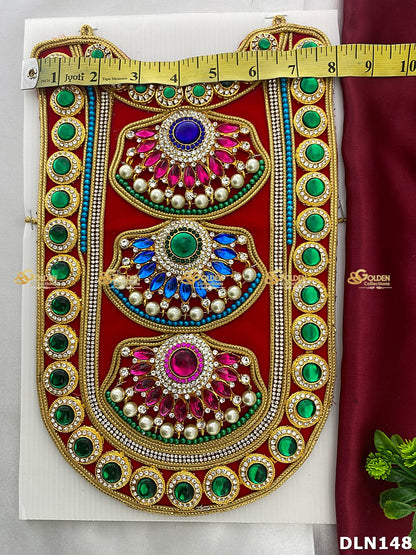 Deity Red Chest Long Haram DLN148 for Venkateshwara and goddess idol chest alankaram image 2
