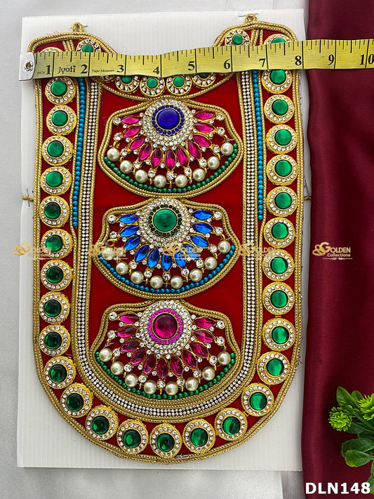 Deity Red Chest Long Haram DLN148 for Venkateshwara and goddess idol chest alankaram image 2