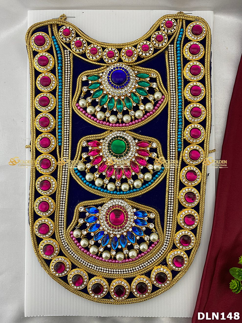 Deity Red Chest Long Haram DLN148 for Venkateshwara and goddess idol chest alankaram image 4