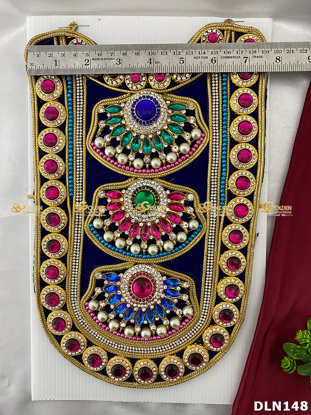 Deity Red Chest Long Haram DLN148 for Venkateshwara and goddess idol chest alankaram image 6