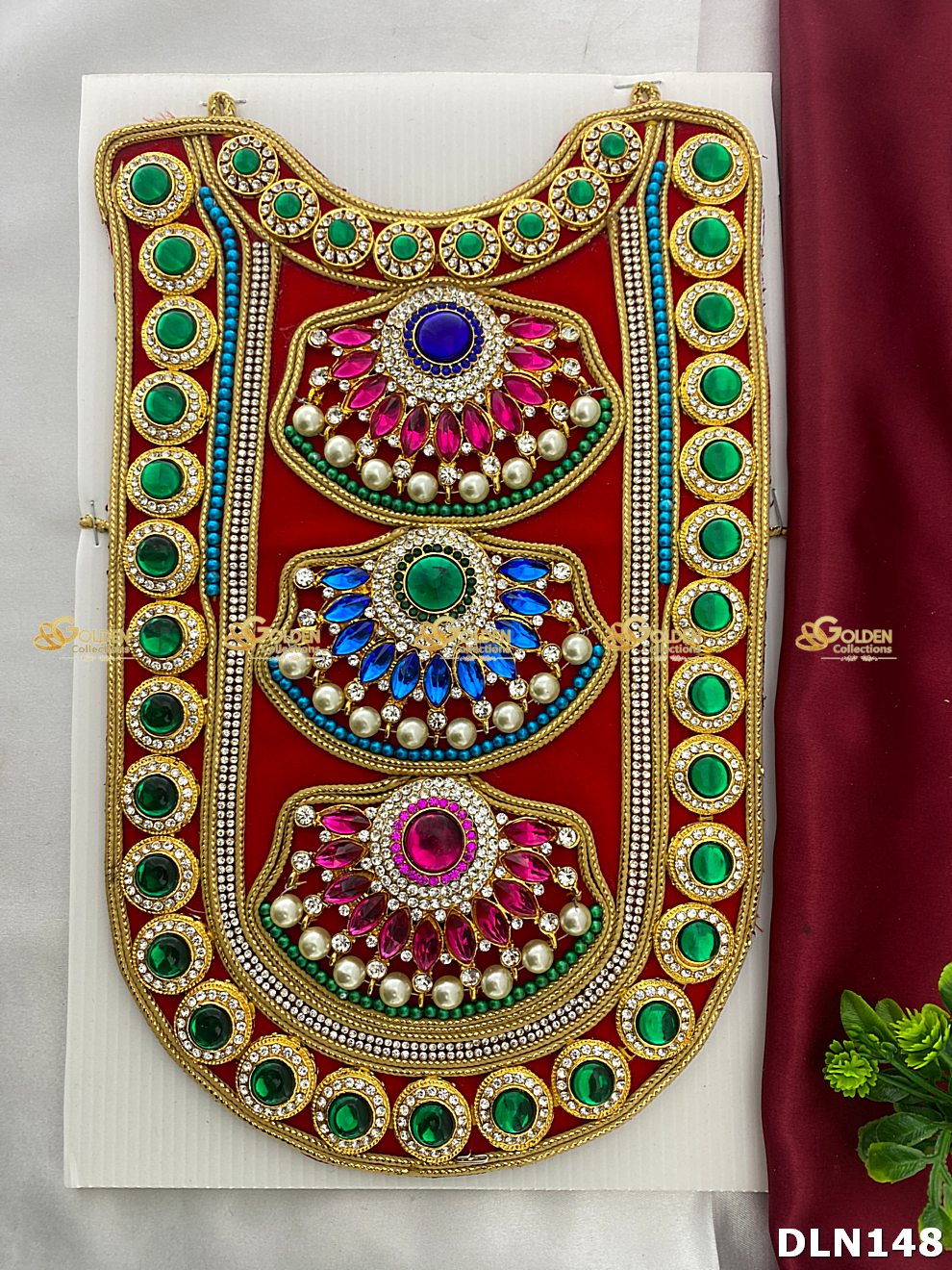 Deity Red Chest Long Haram DLN148 for Venkateshwara and goddess idol chest alankaram image 1