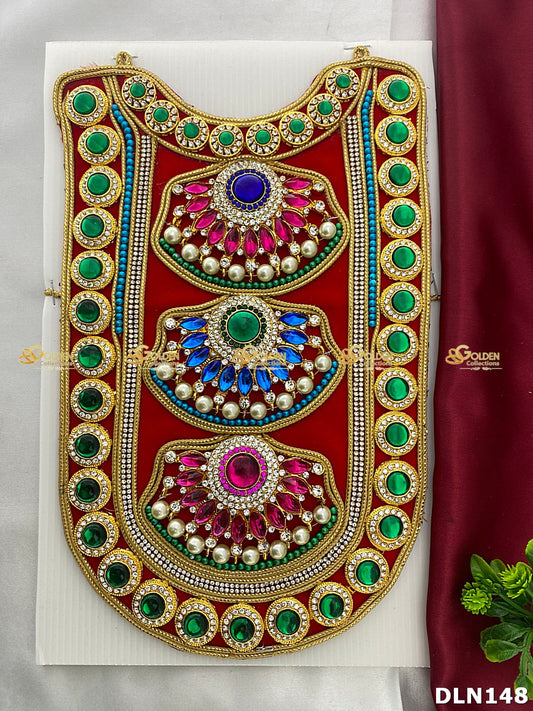 Deity Red Chest Long Haram DLN148 for Venkateshwara and goddess idol chest alankaram image 1