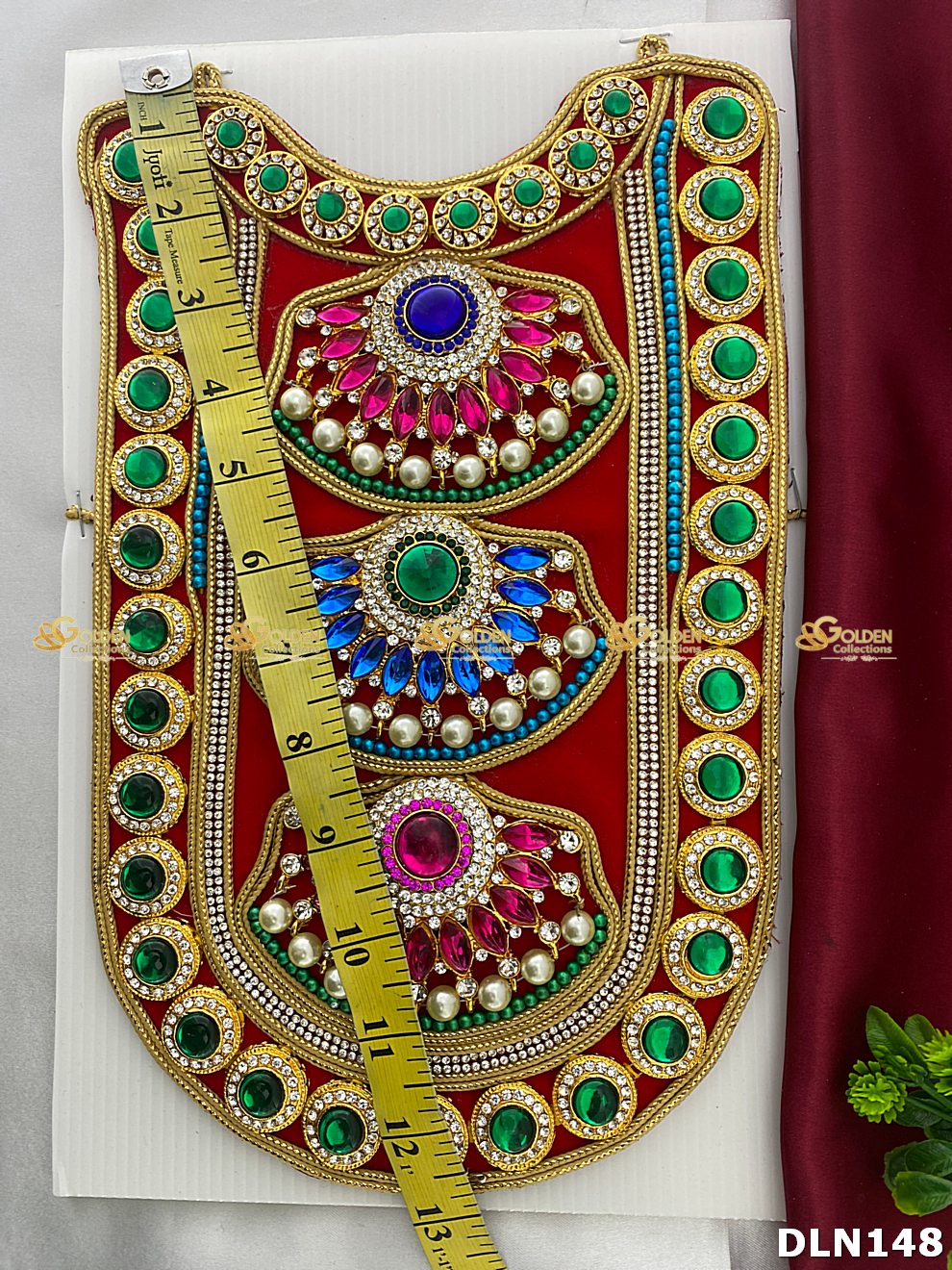 Deity Red Chest Long Haram DLN148 for Venkateshwara and goddess idol chest alankaram image 3