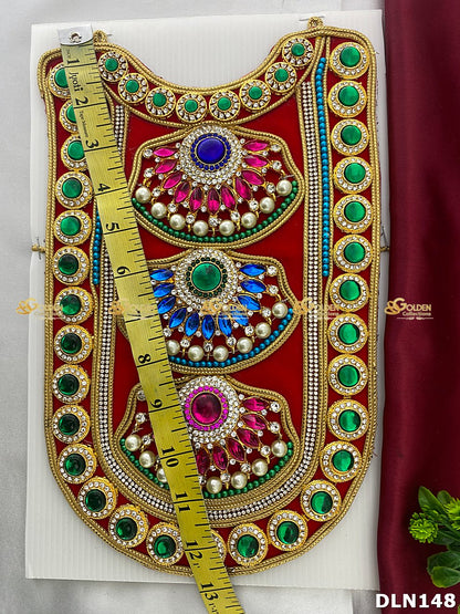 Deity Red Chest Long Haram DLN148 for Venkateshwara and goddess idol chest alankaram image 3