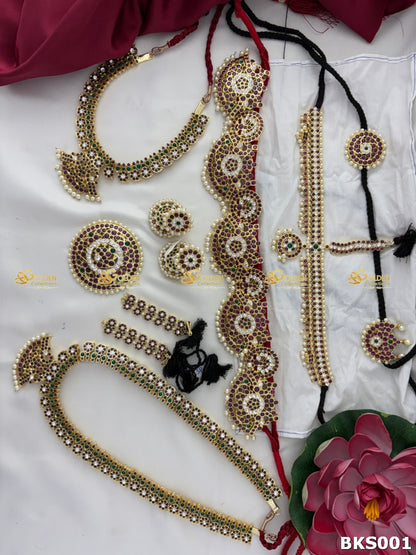 original Kemp Bharatanatyam jewellery set online. Complete Arangetram temple dance set for Bharatanatyam, Kuchipudi