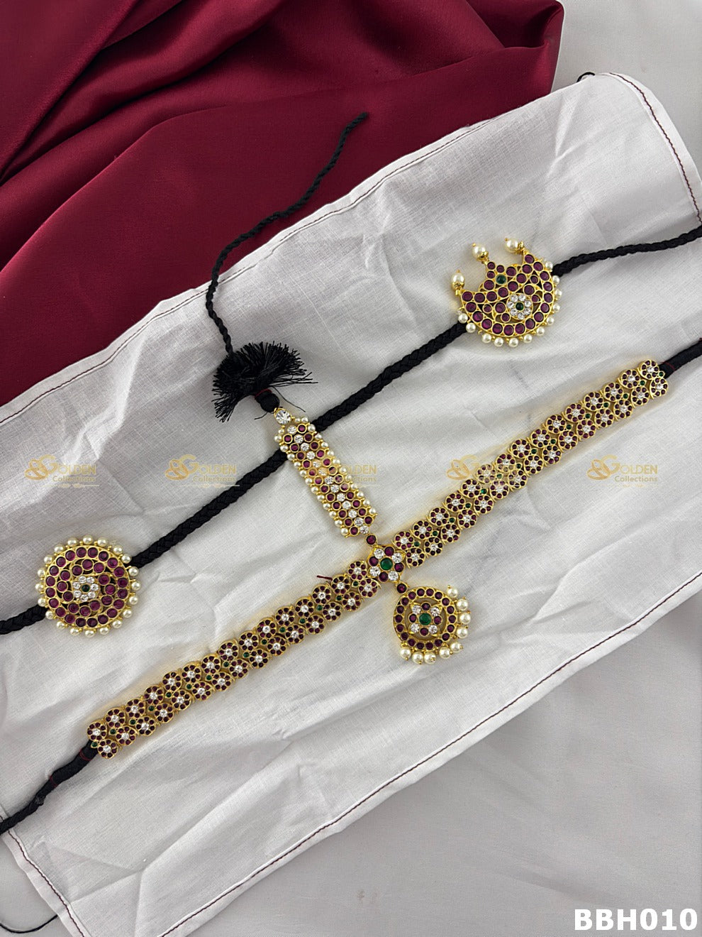 Kemp Bharatanatyam headset temple jewellery nethi chutti headpiece for arangetram and kuchipudi dance