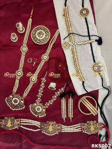 Real Kemp Bharatanatyam Kuchipudi Dance Jewellery Set for Arangetram BKS002 with red-green kemp stones