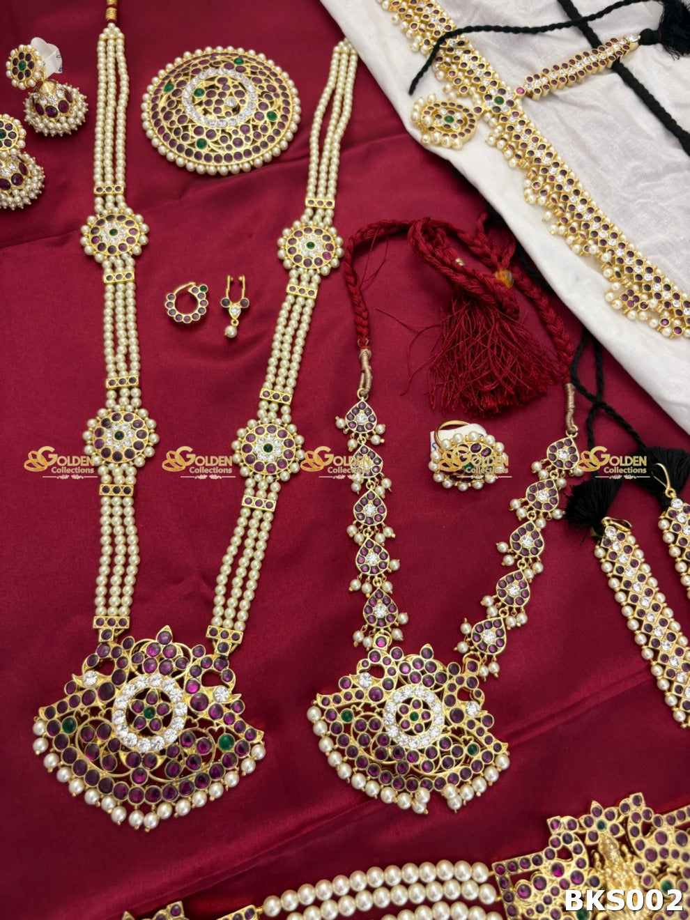 Bharatanatyam Temple Jewellery Complete Dance Set with Jhumka and Rakodi