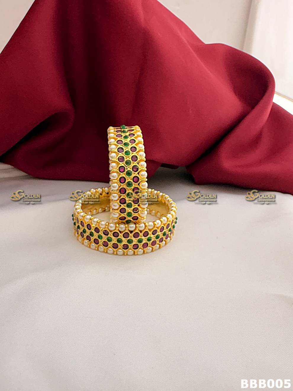 Real Kemp Bangles for Bharatanatyam and Kuchipudi BBB005 with red-green kemp stones