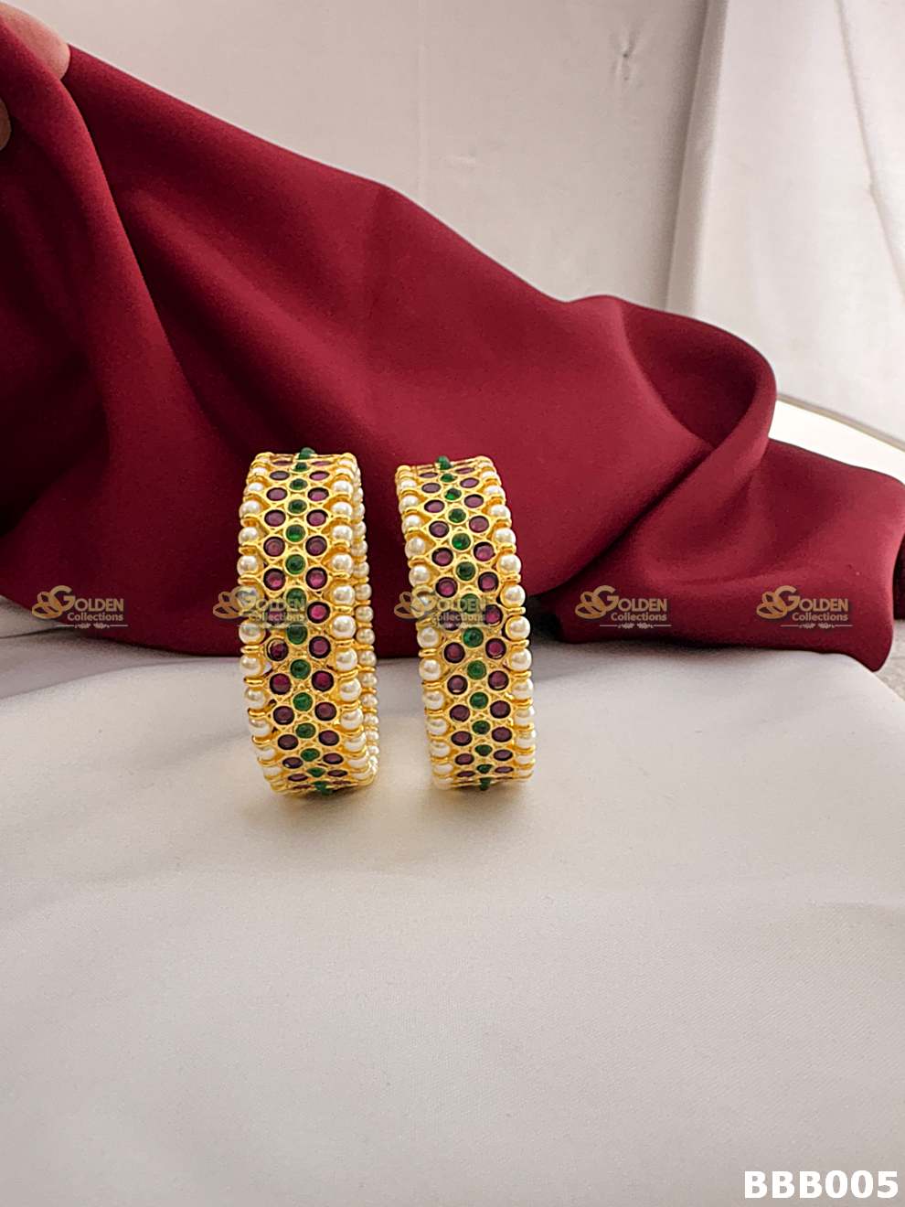 Kuchipudi rangapravesam gold temple jewelry bangles
Traditional South Indian dance bangles with pearls