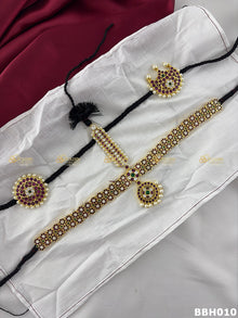 Real Kemp Bharatanatyam Kuchipudi Headset BBH011 with red-green kemp stones
