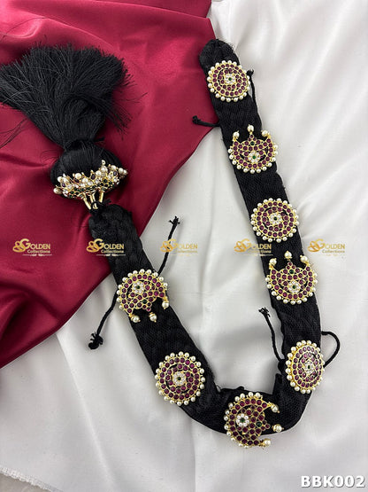Kemp Bharatanatyam and Kuchipudi jada jadai with jada kuchulu temple jewellery braid set