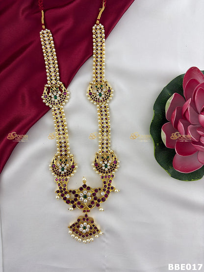 Kemp Bharatanatyam Long Haram | Arangetram Necklace GOLDENCOLLECTIONS