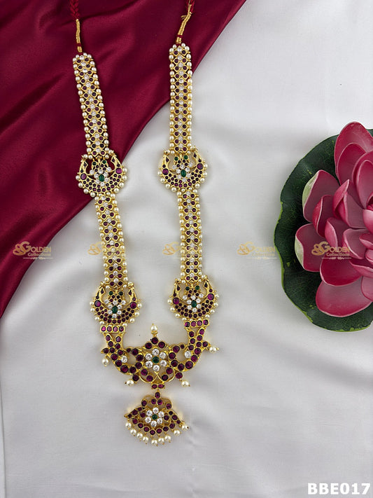 Kemp Bharatanatyam Long Haram | Arangetram Necklace GOLDENCOLLECTIONS