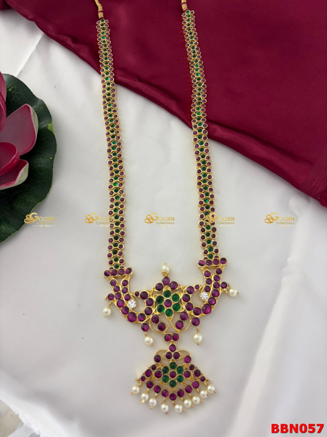 Bharatanatyam Dance Kemp Long Haram with Pearls