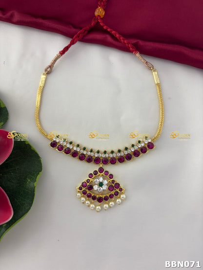 Kemp Short Necklace Pendant | Bharatanatyam Temple Jewellery