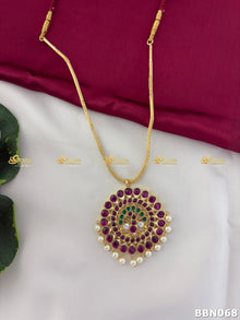 Real Kemp Temple Short Necklace for Bharatanatyam and Kuchipudi BBN068 with red-green kemp stones